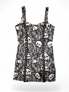 Widow by Dolls Kill Filigree Skull Corset Mini Dress Goth Punk Juniors Large